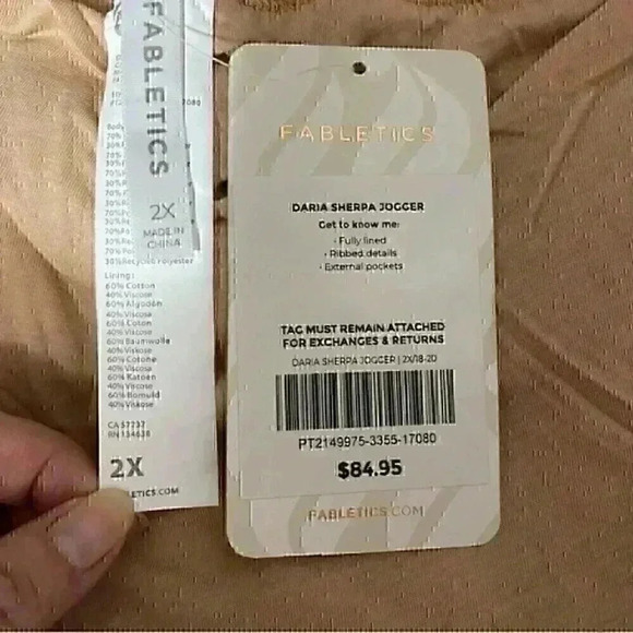 Fabletics Daria Sherpa Jogger 2X Desert Casual Loungewear Pull-On Pockets NWT - Picture 7 of 9